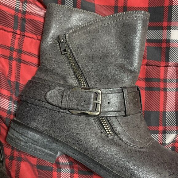 Baretraps Ankle Boots Buckle Crosby 8.5M Western Boho Comfort Gray Black - Picture 3 of 7